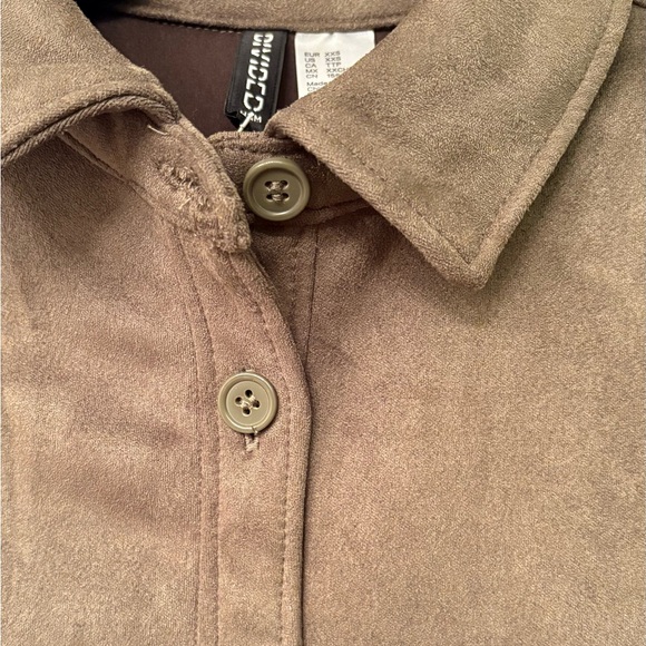 New With Tag H&M Olive Loose-Fit Cropped Shirt - Picture 6 of 8